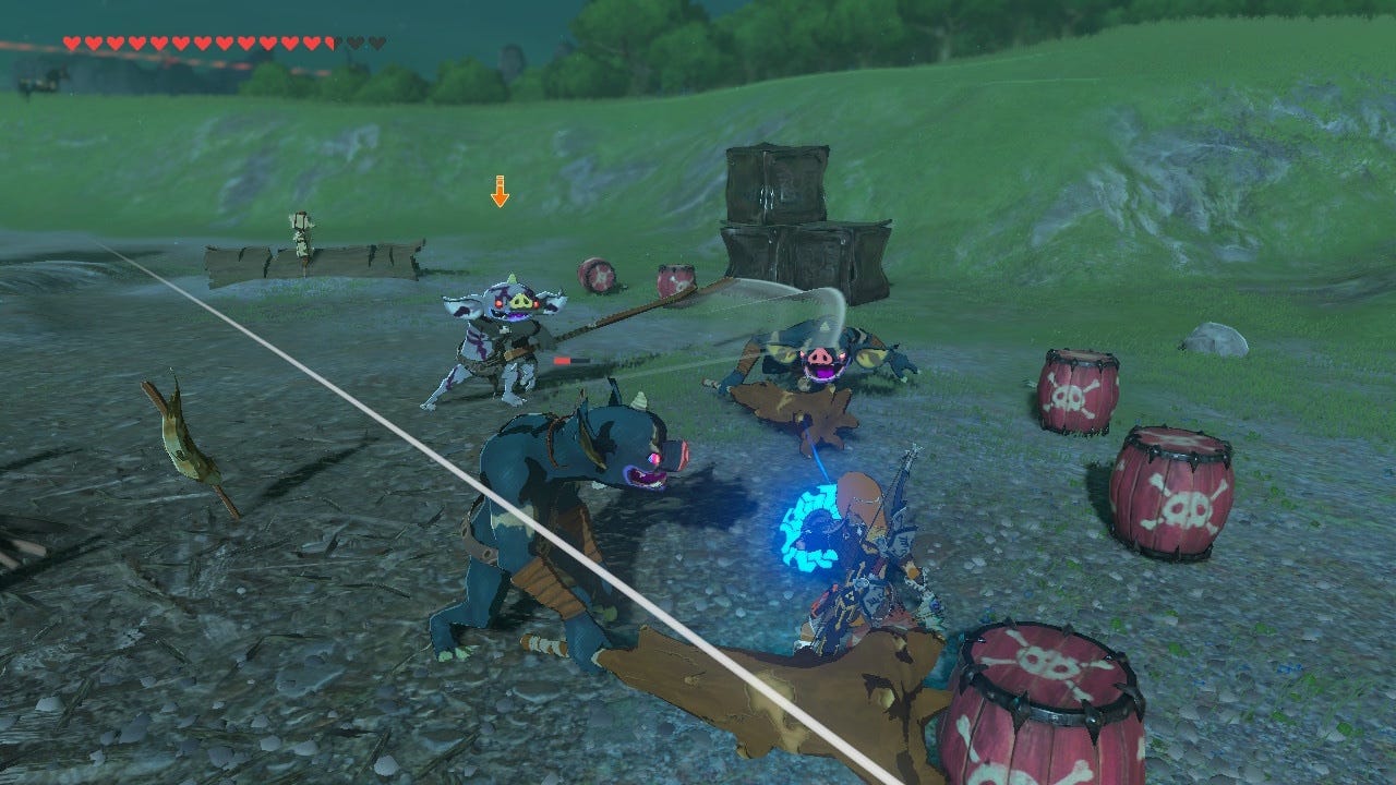 Fighting a camp of Bokoblins at night in Breath of the Wild